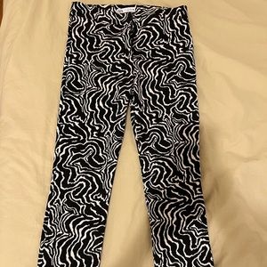 Zara Cropped Black and White Jacquard Pants